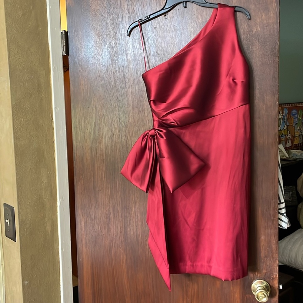 Sachin and Babi one shoulder cocktail dress with giant bow